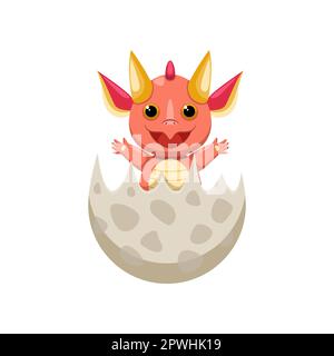 Baby fairytale monster hatching from egg Stock Vector