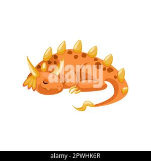 Orange fairytale monster or creature sleeping Stock Vector