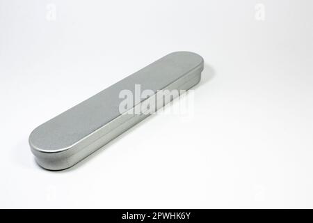Empty metal long box on white background Stock Photo