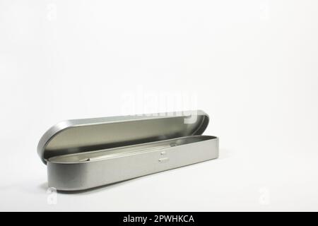 Empty metal long box on white background Stock Photo