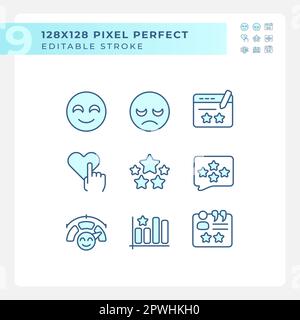Customer reaction on content pixel perfect RGB color icons set Stock Vector