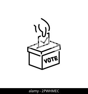 Vector black hand putting a voting ballot on white Stock Vector