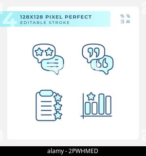 Business rating analysing pixel perfect RGB color icons set Stock Vector