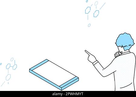 Image of DX, man using AR with his smartphone, Vector Illustration Stock Vector