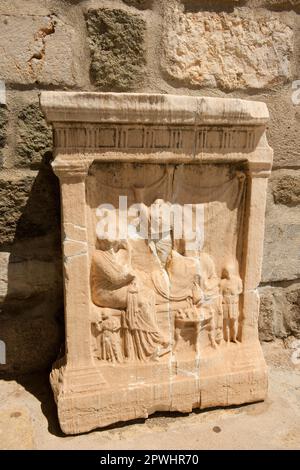 Sandstone relief, Museum of Underwater Archaeology, Fort St. Peter, Castle of the Knights of St. John, Bodrum Fortress, Mugla, Turkey, Museum of Stock Photo
