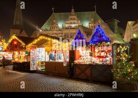 Christmas Market, Town Hall, Market Square, Bremen, Germany Stock Photo