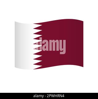 Qatar flag - simple wavy vector icon with shading. Stock Vector
