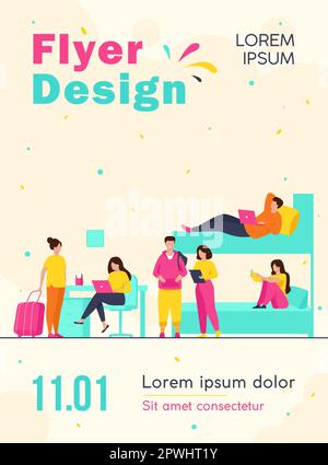 College student dorm interior Stock Vector