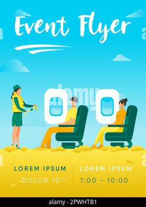 Flight attendant explaining safety instructions Stock Vector