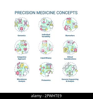 Precision medicine concept icons set Stock Vector