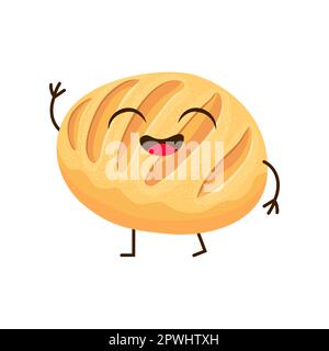 Cute bread ciabatta cartoon character vector illustration Stock Vector