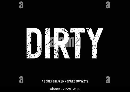 Strong condensed display font vector with rough effect Stock Vector