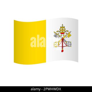 Vatican City flag - simple wavy vector icon with shading. Stock Vector