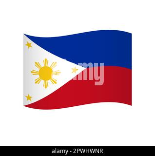Philippines flag - simple wavy vector icon with shading. Stock Vector