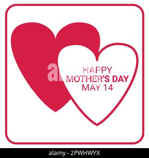 Happy Mother's Day greeting card with heart. Vector illustration on white background. Stock Vector