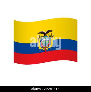 Ecuador flag - simple wavy vector icon with shading. Stock Vector
