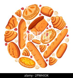 Round pattern with tasty baked goods vector illustration Stock Vector