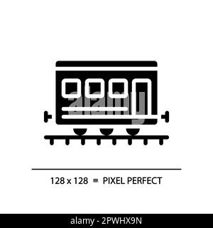 Passenger railroad carriage pixel perfect black glyph icon Stock Vector