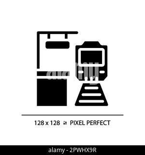 Platform pixel perfect black glyph icon Stock Vector