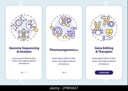 Genomic medicine onboarding mobile app screen Stock Vector