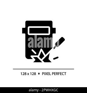 Welding pixel perfect black glyph icon Stock Vector