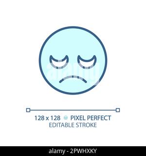Disappointed emoji pixel perfect RGB color icon Stock Vector