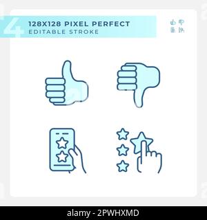Rating of customer service pixel perfect RGB color icons set Stock Vector