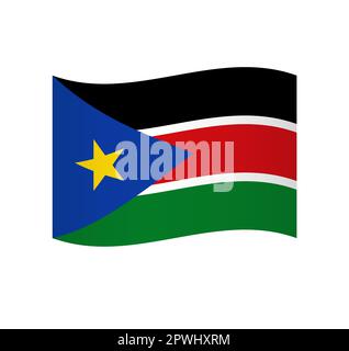 South Sudan flag - simple wavy vector icon with shading. Stock Vector