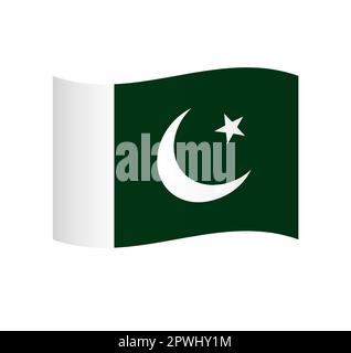 Pakistan flag - simple wavy vector icon with shading. Stock Vector
