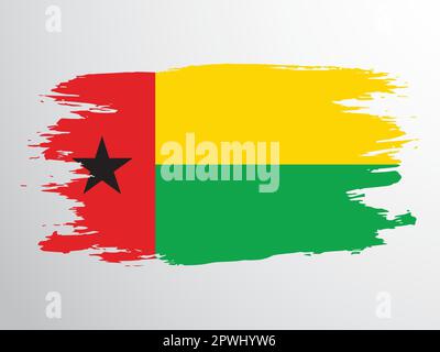 Flag of the Republic of Guinea-Bissau drawn with a brush Stock Vector