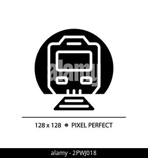 Metro train pixel perfect black glyph icon Stock Vector