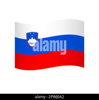 Slovenia flag - simple wavy vector icon with shading. Stock Vector