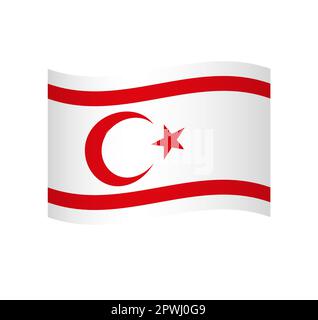 Northern Cyprus flag - simple wavy vector icon with shading. Stock Vector