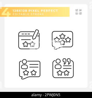 Leave comments with feedbacks pixel perfect linear icons set Stock Vector