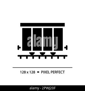 Cargo railroad carriage pixel perfect black glyph icon Stock Vector