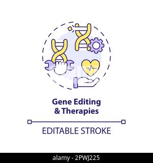 Gene editing and therapies concept icon Stock Vector