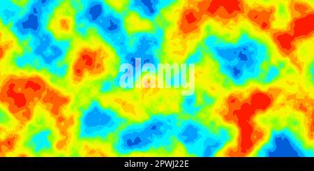 Abstract rainbow vector heatmap of hot and cold distribution on landscape. Infrared thermographic background. Global warming concept. Data of temperat Stock Vector