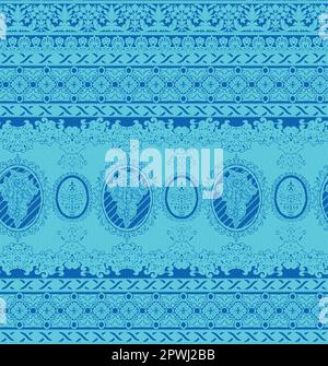 Textile graphic pattern flowers and geomatrical shapes and leafs Stock Vector