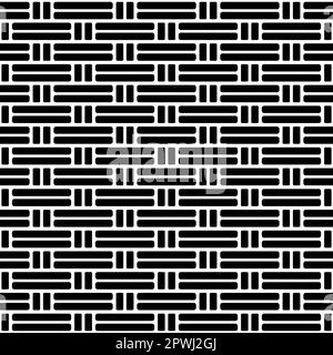 Weave seamless pattern. Repeating black woven basket isolated on white background. Repeated woven tileable for design prints. Repeat basketweave Stock Vector