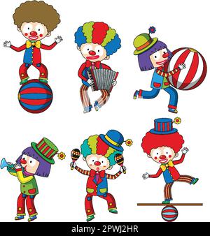 Illustration of a group of balloons with a circus clown Stock Vector ...