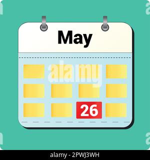 calendar vector drawing, date May 26 on the page Stock Vector