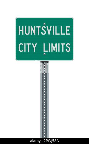 Vector illustration of the Huntsville (Alabama) City Limits green road sign on metallic post Stock Vector