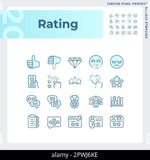 Rating pixel perfect RGB color icons set Stock Vector