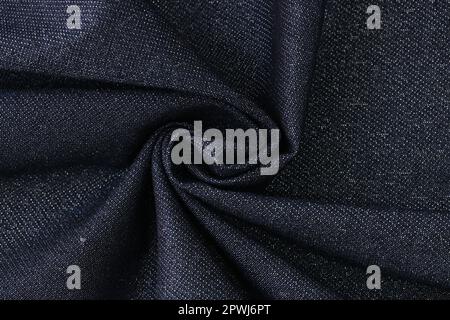 Twisted high quality dark blue tweed fabric with creases Stock Photo ...