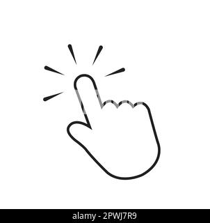 A black and white click finger on a white background with copy space Stock Vector