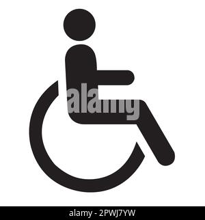 Disable person sign on a white background with copy space Stock Vector