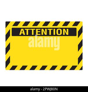 Black and yellow attention sign with copy space on a white background Stock Vector