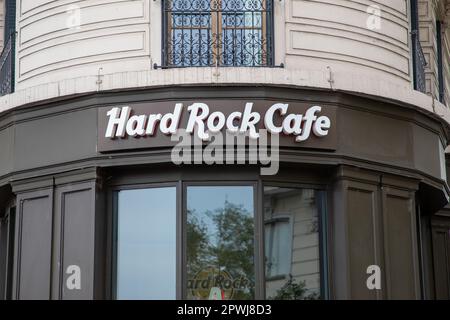 lyon , Aura France - 04 20 2023 : Hard Rock Cafe sign text and brand logo signboard bar restaurant facade Stock Photo