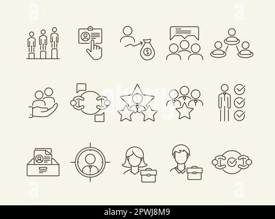 Job interview line icon set Stock Vector