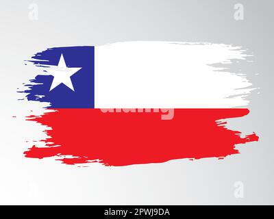 Chile flag painted with a brush Stock Vector